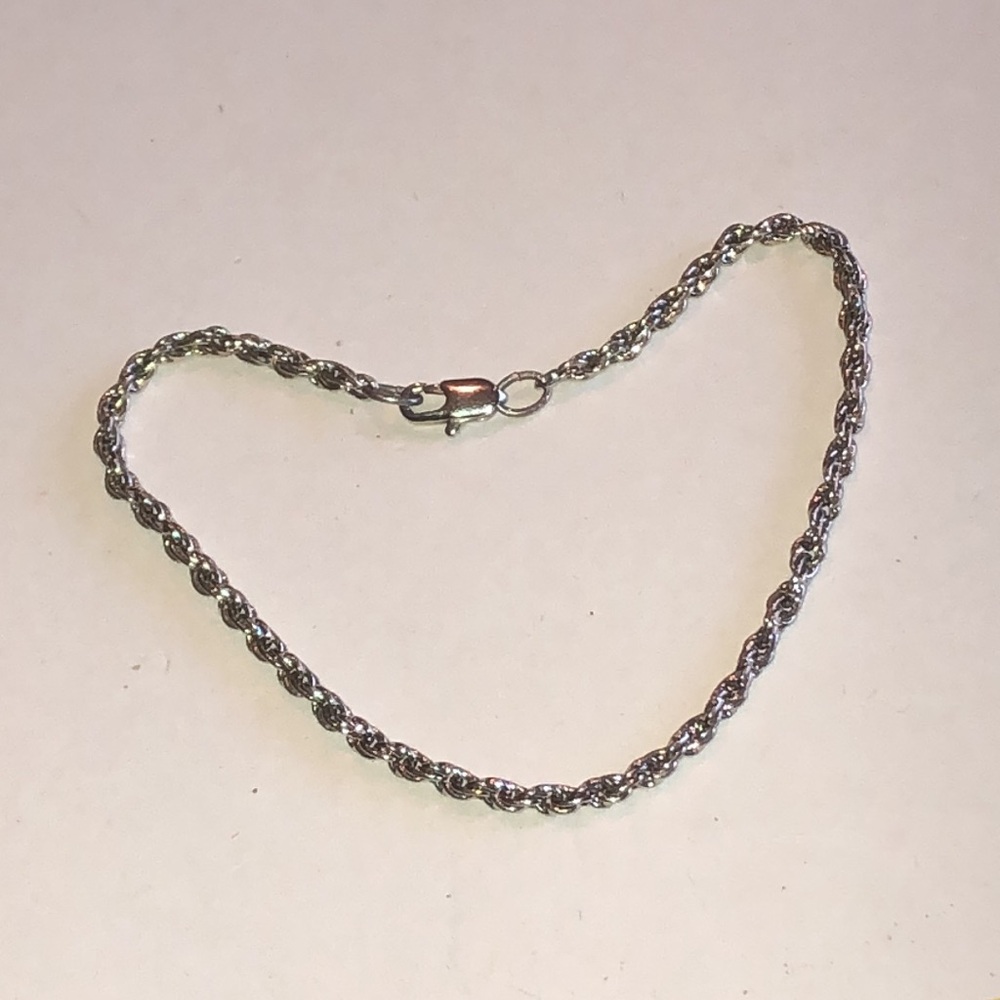 Silver Tone Rope Chain Bracelet
